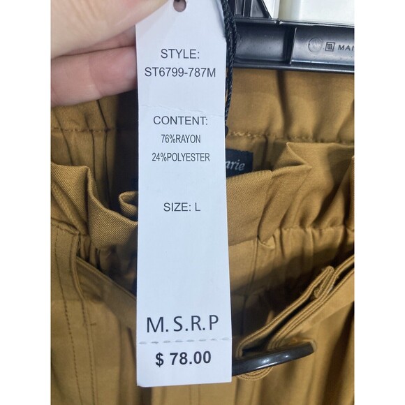 Athena Marie High Rise Pull On‎ Pants Paper Bag Waist Size Large Belted NEW - Picture 4 of 4